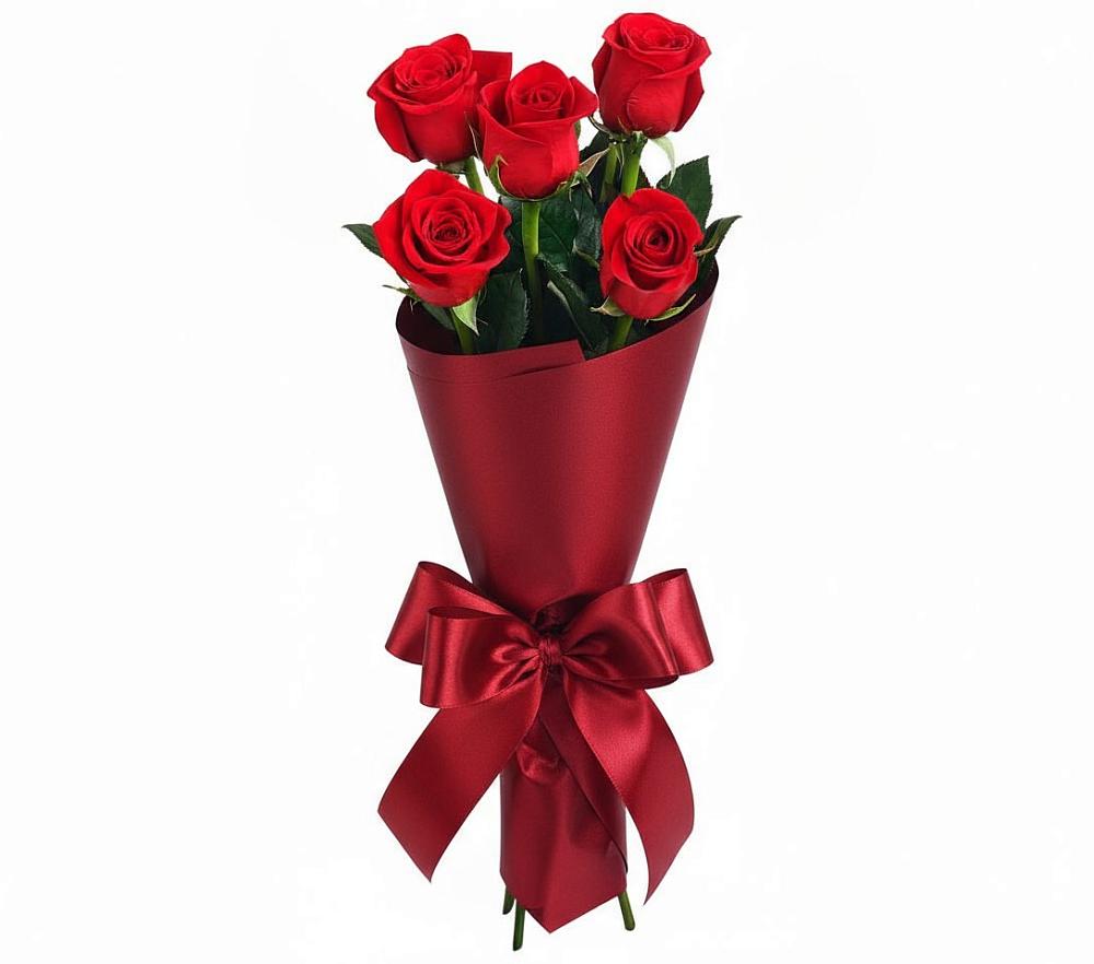 Букет 5 Красных роз Эдлесс Лав в Синегорском