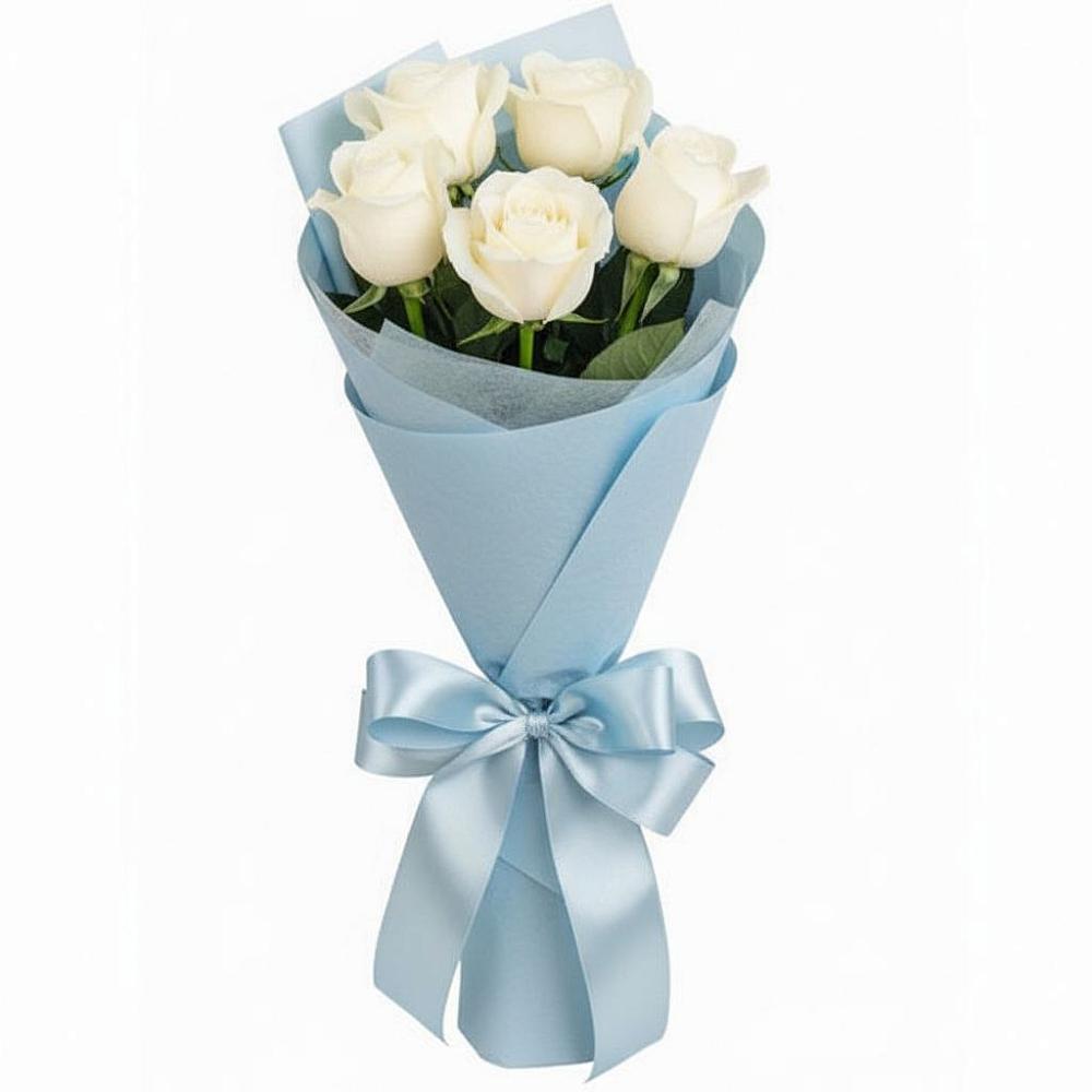 Букет 5 Белых роз Проуд в Синегорском