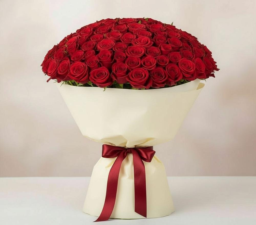 Букет 101 Красная роза Милано в Синегорском