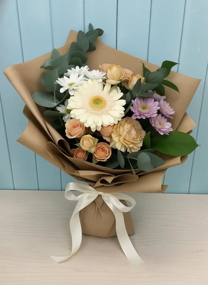 Букет цветов из: Герберы и Хризантемы в Синегорском