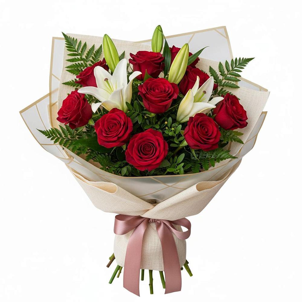 Букет цветов из: Лилии и Розы в Синегорском