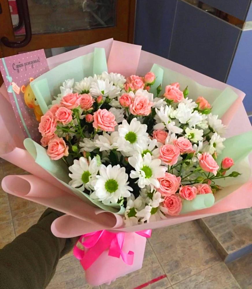 Букет цветов из: Розы и Хризантемы в Синегорском