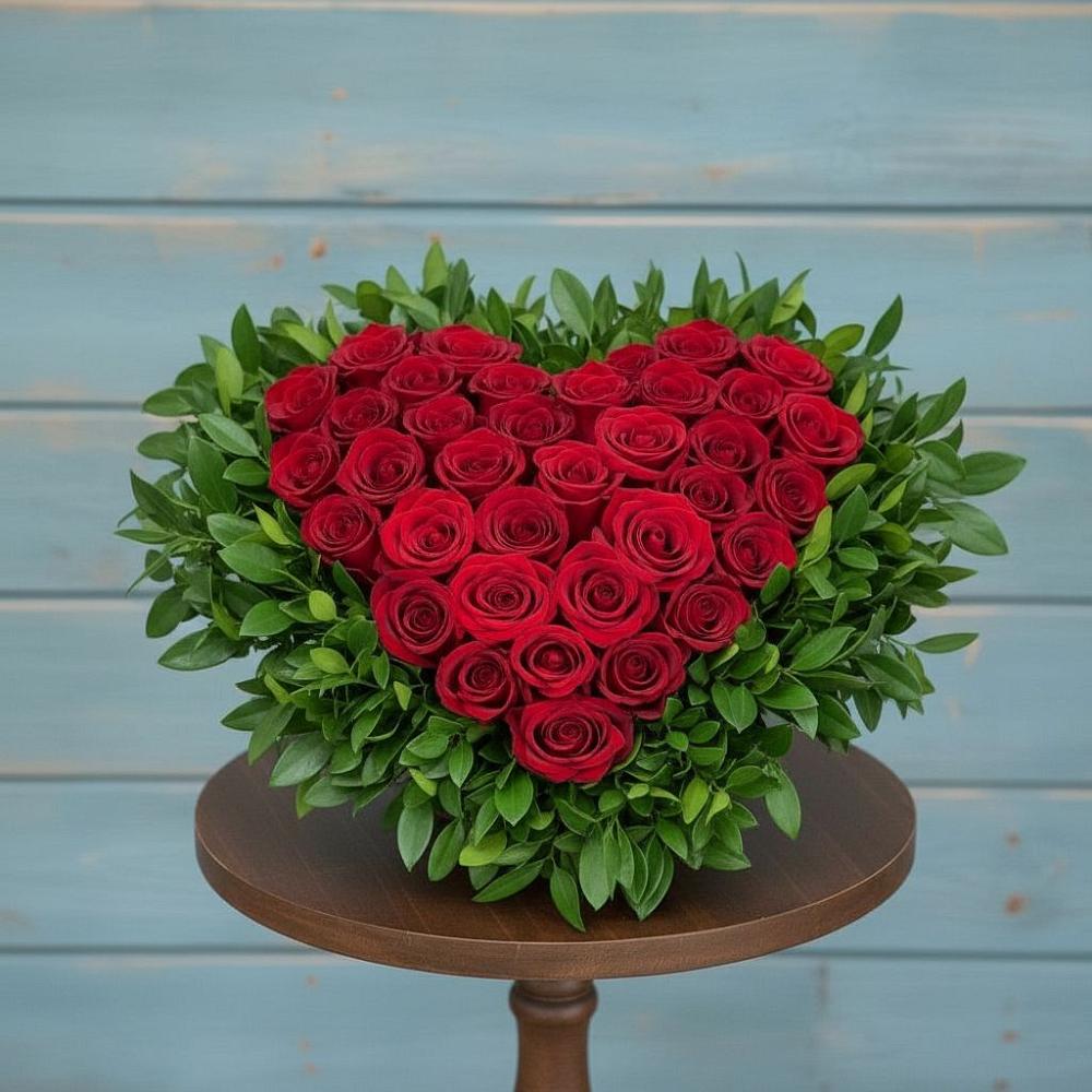 Цветочная композиция из Розы в виде сердца в Синегорском