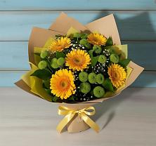 Букет цветов из:  Герберы и Хризантемы в Синегорском