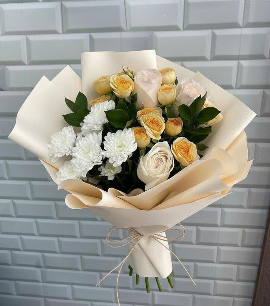 Букет цветов из: Розы и Хризантемы в Синегорском