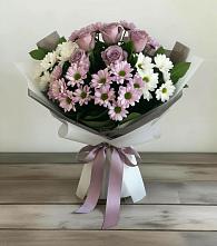 Букет цветов из:  Хризантемы и Розы #REPLACE_PRED# Синегорском