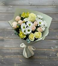 Букет цветов из:  Альстромерии, Розы и Хризантемы в Синегорском
